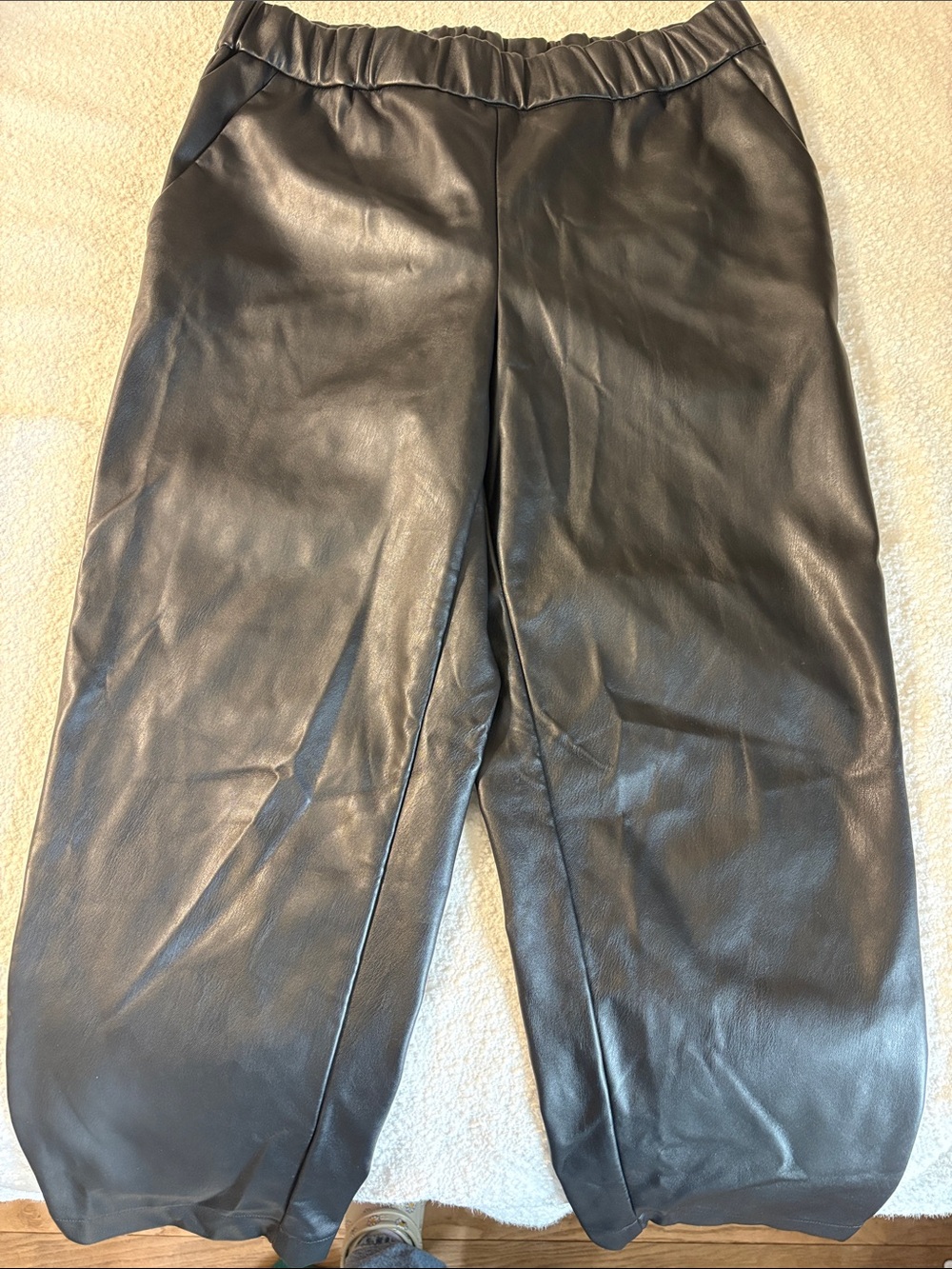 a new day Black Faux Leather Elastic Waist Pants